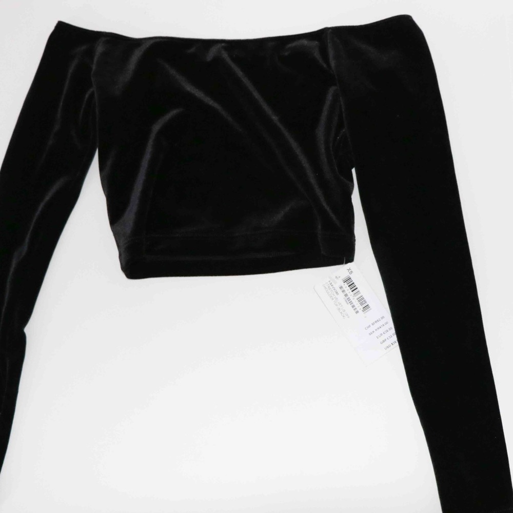 American Apparel Crop Top Off the Shoulder velvet